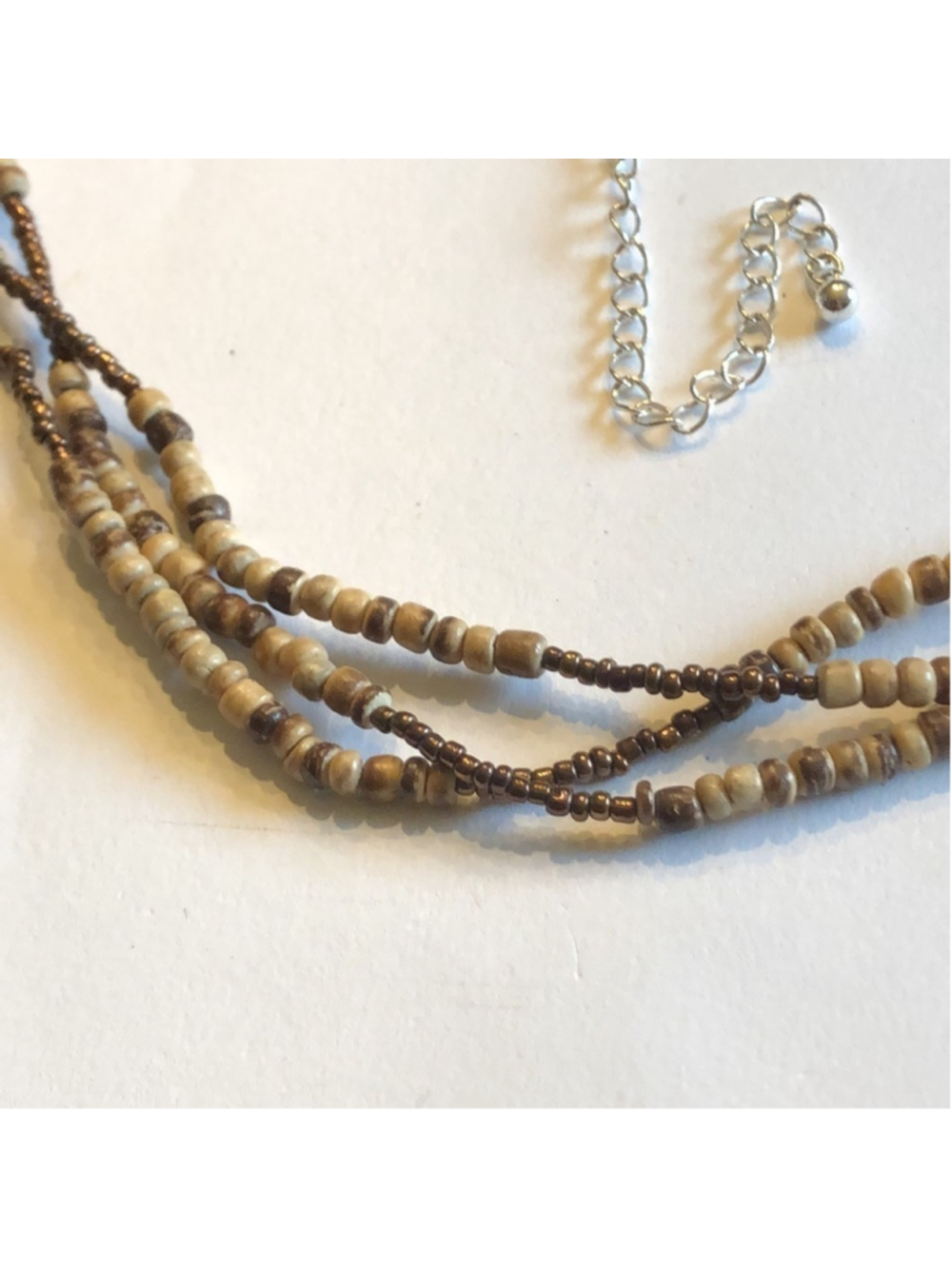 Brown & Tan Beaded Multi Strand Boho Necklace - Picture 4 of 7